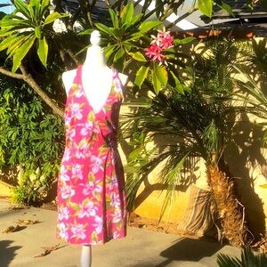 JONES NEW YORK SIGNATURE BARBIE PINK HALTER FLORAL PRINT DRESS 10P 🌺H…